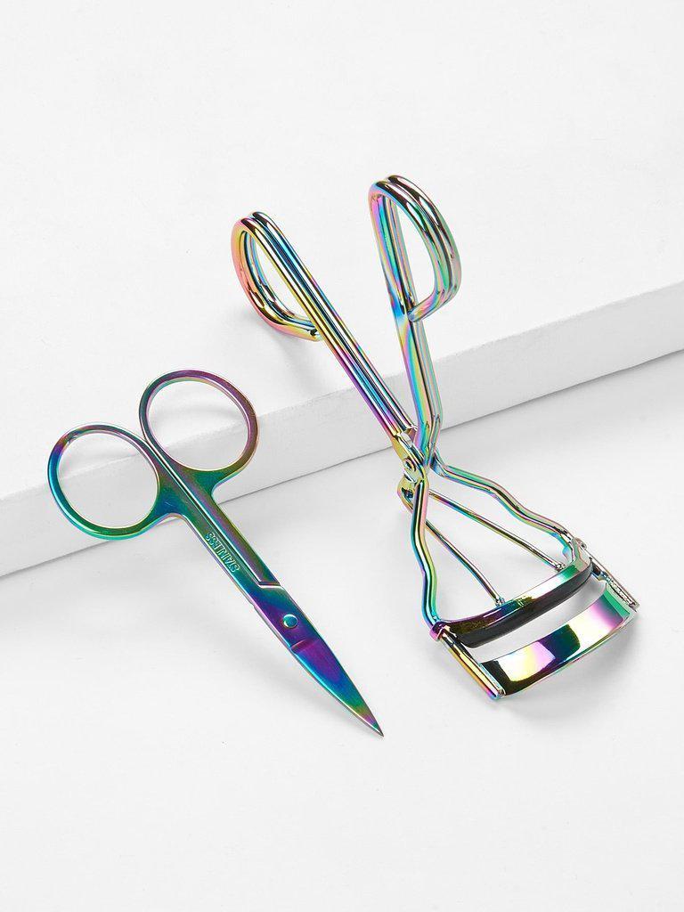 Iridescent Eyelash Curler & Scissors-makeup-Des Mess