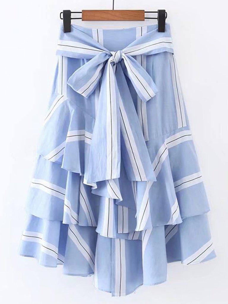 Bow Tie Waist Layered Ruffle Skirt-bottom-Des Mess