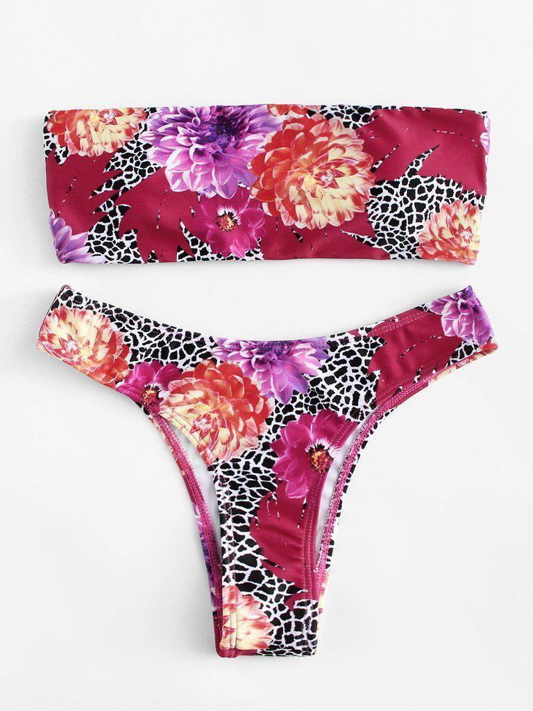 Ladder Cutout Back Bandeau Bikini Set-swimwear-Des Mess