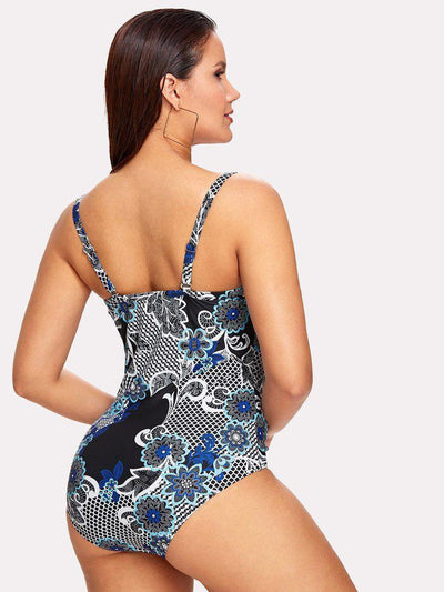 Flower Print Swimsuit-swimwear-Des Mess