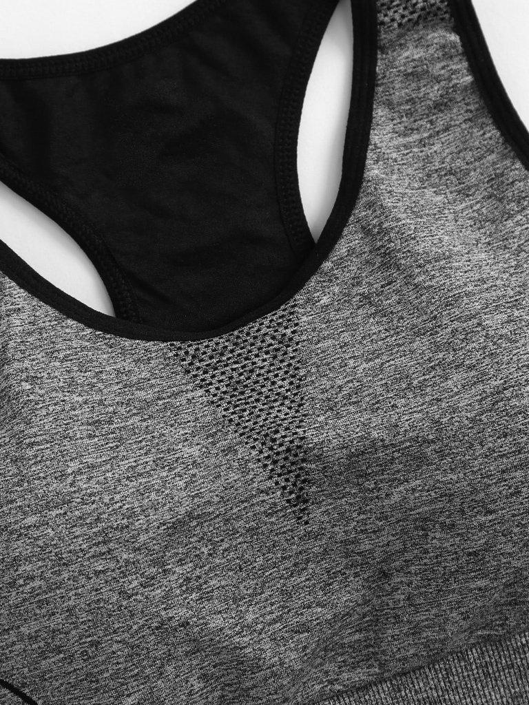 Striped Detail Racerback Sports Bra-sportswear-Des Mess