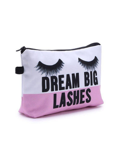 Eyelash Print Color Block Makeup Bag-makeup-Des Mess