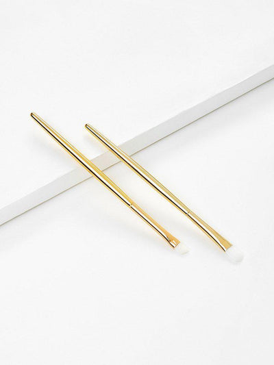 Metallic Handle Professional Makeup Brush Set 2Pcs-makeup-Des Mess