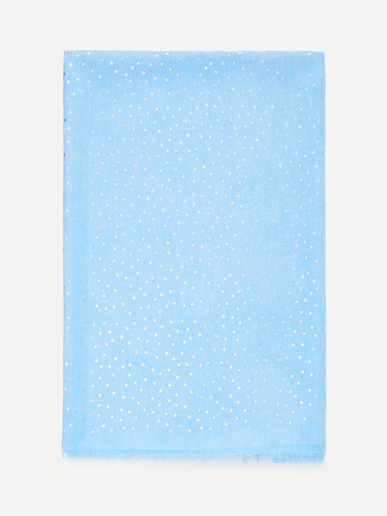 Metallic Star Print Raw Edge Scarf-accessories-Des Mess