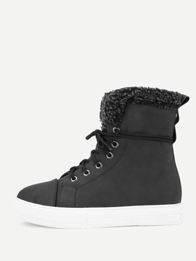 Lace Up Round Toe Ankle Boots-shoes-Des Mess