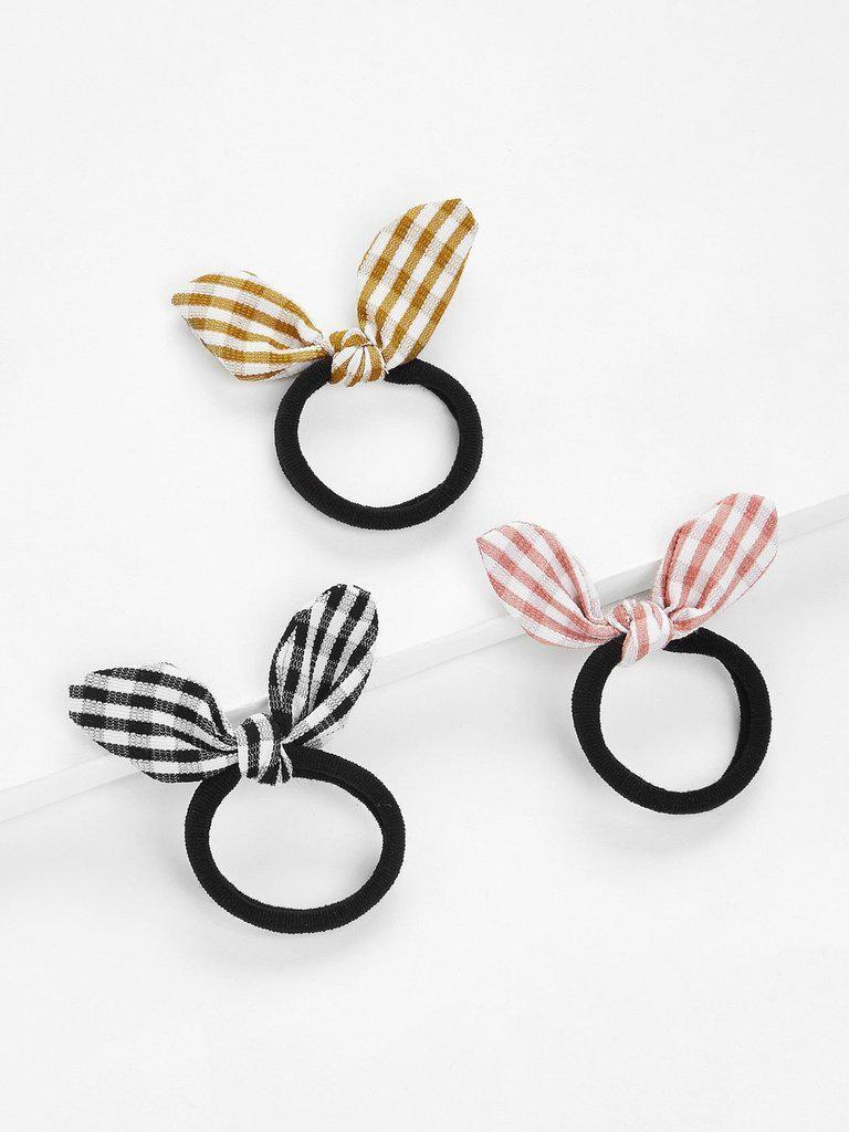 Gingham Knot Hair Tie 3pcs-hair-Des Mess