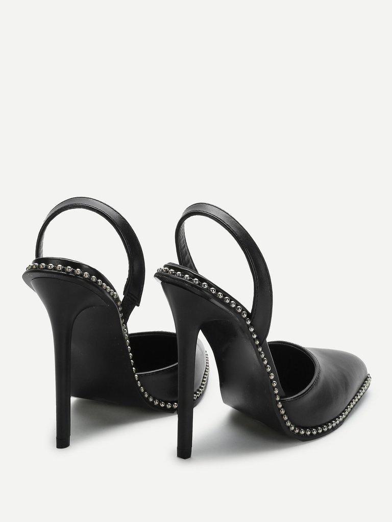 Studded Detail Slingback Stiletto Heels-shoes-Des Mess
