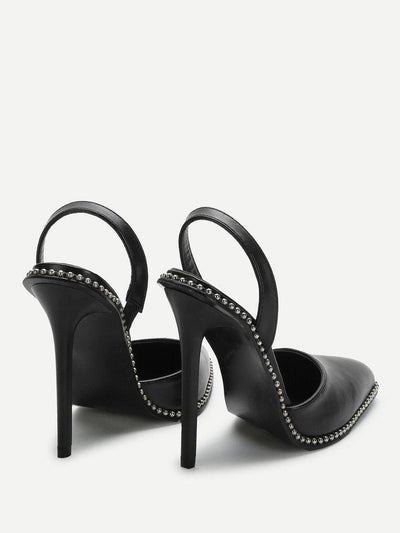 Studded Detail Slingback Stiletto Heels-shoes-Des Mess
