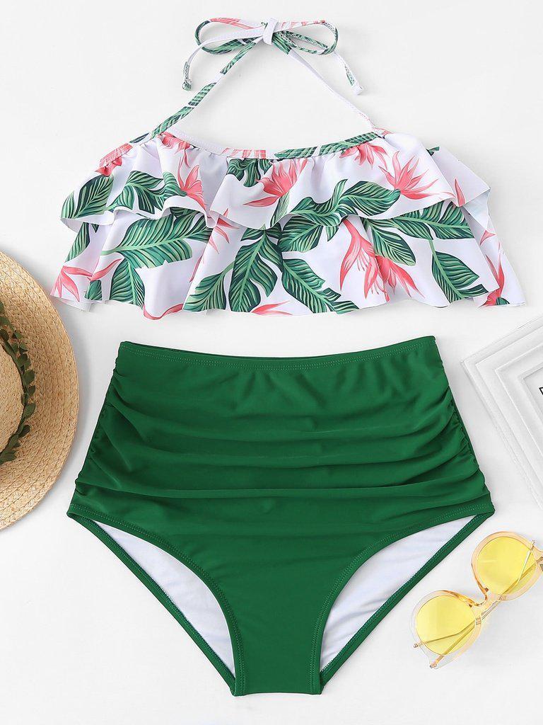 Jungle Print High Waist Bikini Set--Des Mess