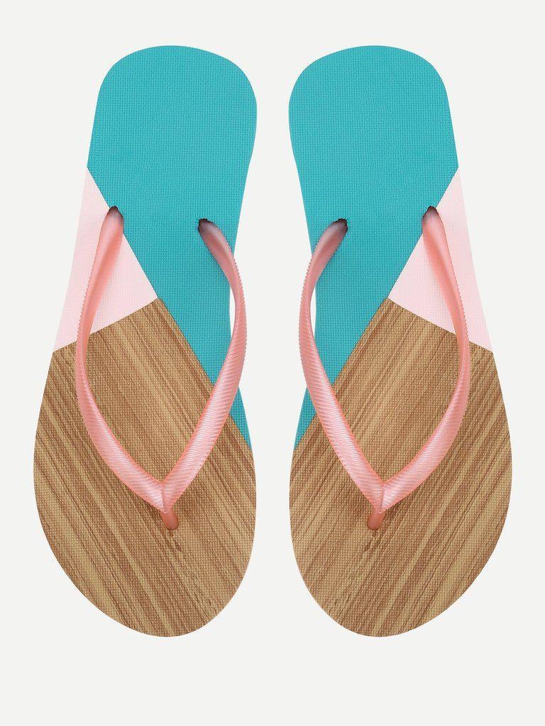 Color Block Flip Flops-shoes-Des Mess