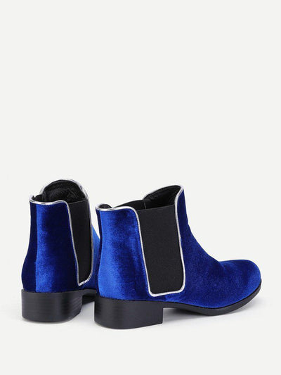 Round Toe Velvet Chelsea Boots-shoes-Des Mess