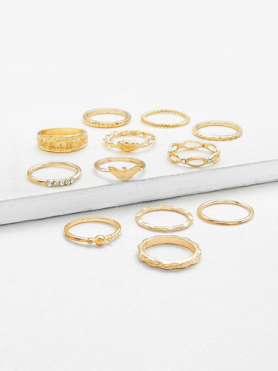 Multi Shaped Ring Set 12Pcs-jewelry-Des Mess
