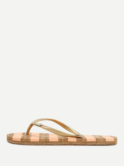 Block Striped Flip Flops-shoes-Des Mess