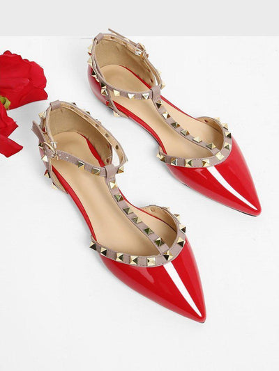 T-strap Studded Ballet Flats-shoes-Des Mess