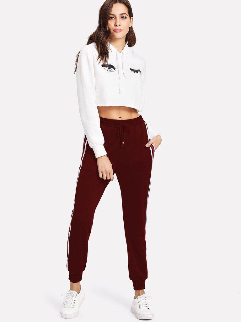 Striped Tape Side Drawstring Sweatpants-bottom-Des Mess