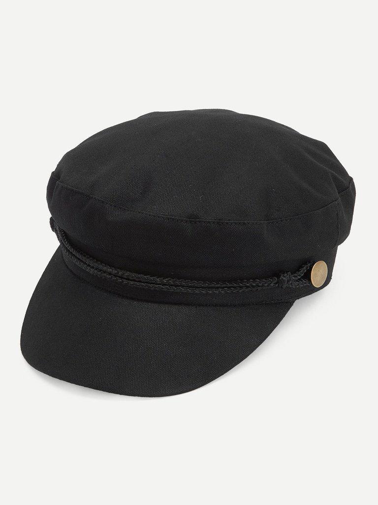 Button Detail Bakerboy Cap-accessories-Des Mess