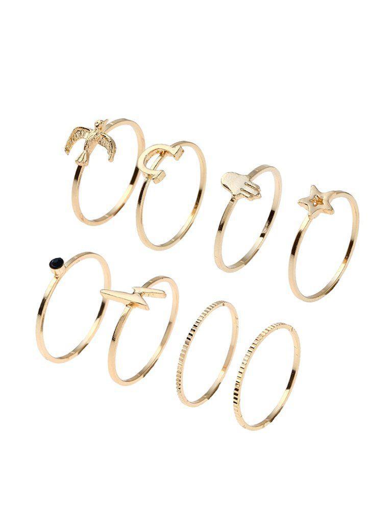 Bird & Star Design Ring Set-jewelry-Des Mess