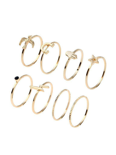 Bird & Star Design Ring Set-jewelry-Des Mess