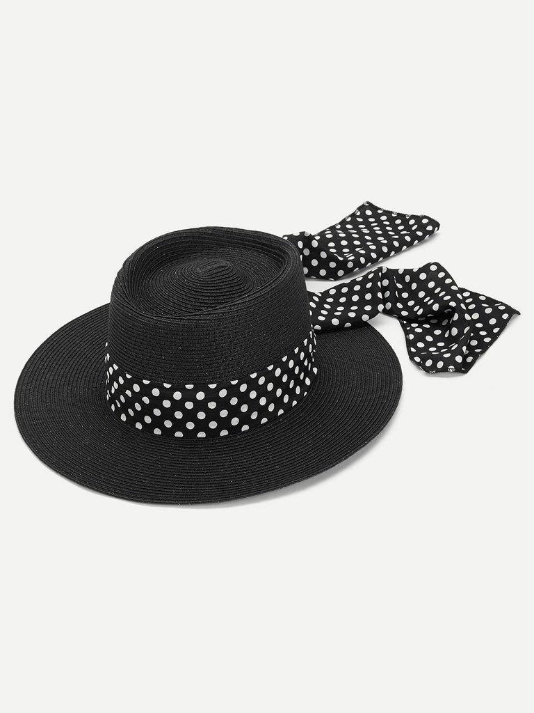 Polka Pot Band Straw Hat-accessories-Des Mess