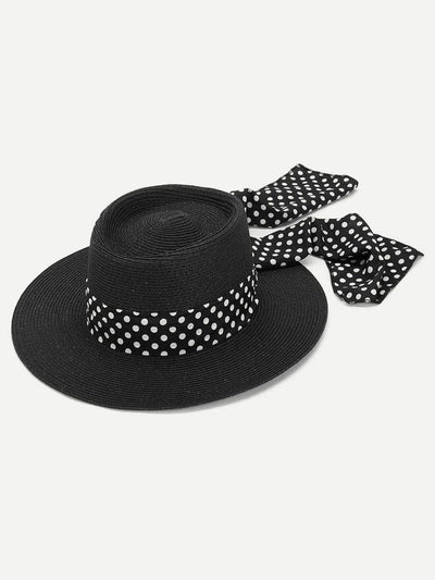 Polka Pot Band Straw Hat-accessories-Des Mess