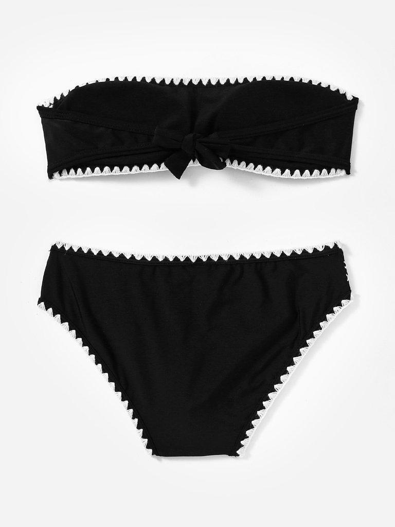 Crochet Trim Bandeau Bikini Set-swimwear-Des Mess