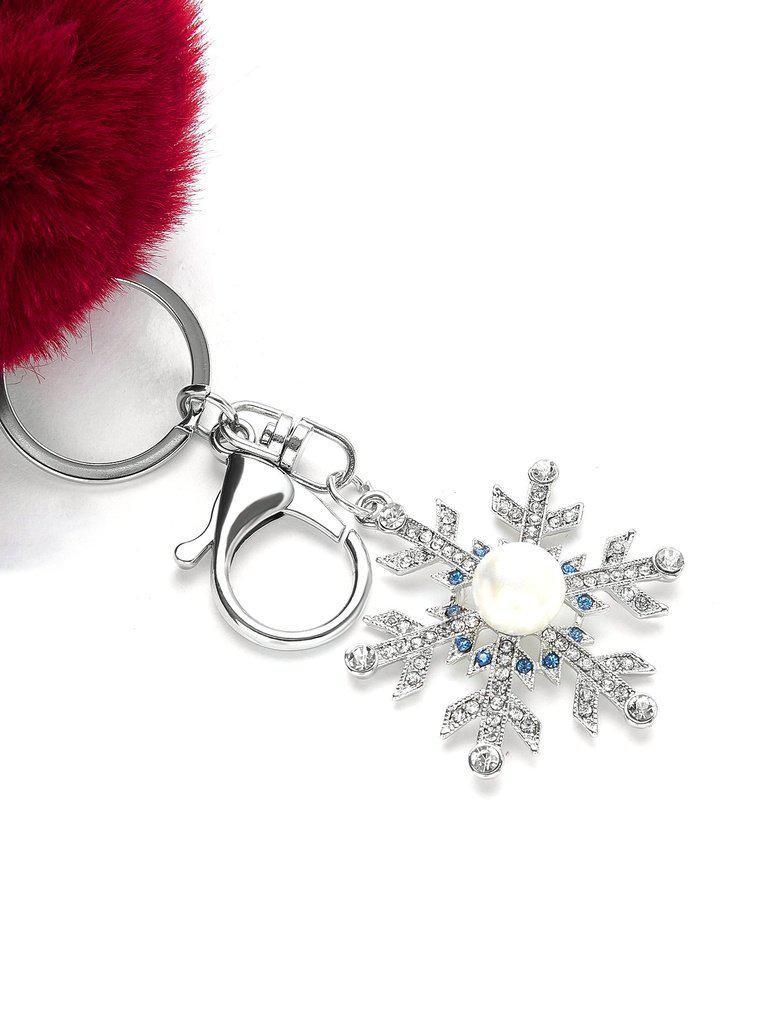 Christmas Pom Pom & Snowflake Keychain With Jewelry-others-Des Mess