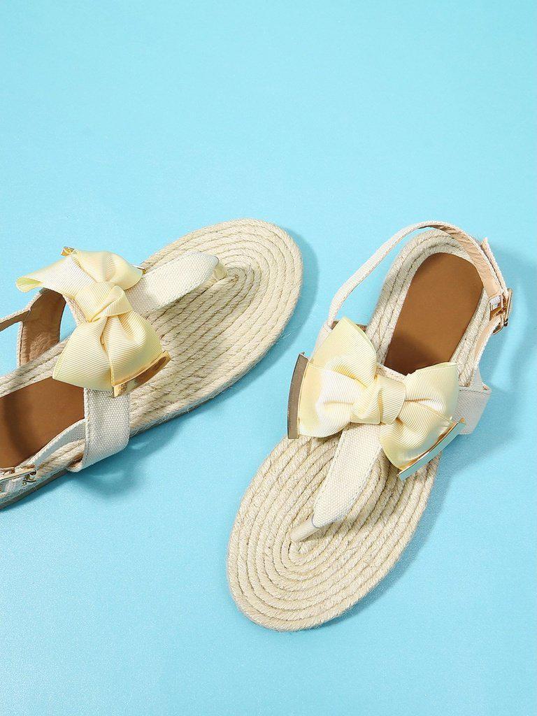 Toe Post Bow Decor Espadrille Sandals-shoes-Des Mess