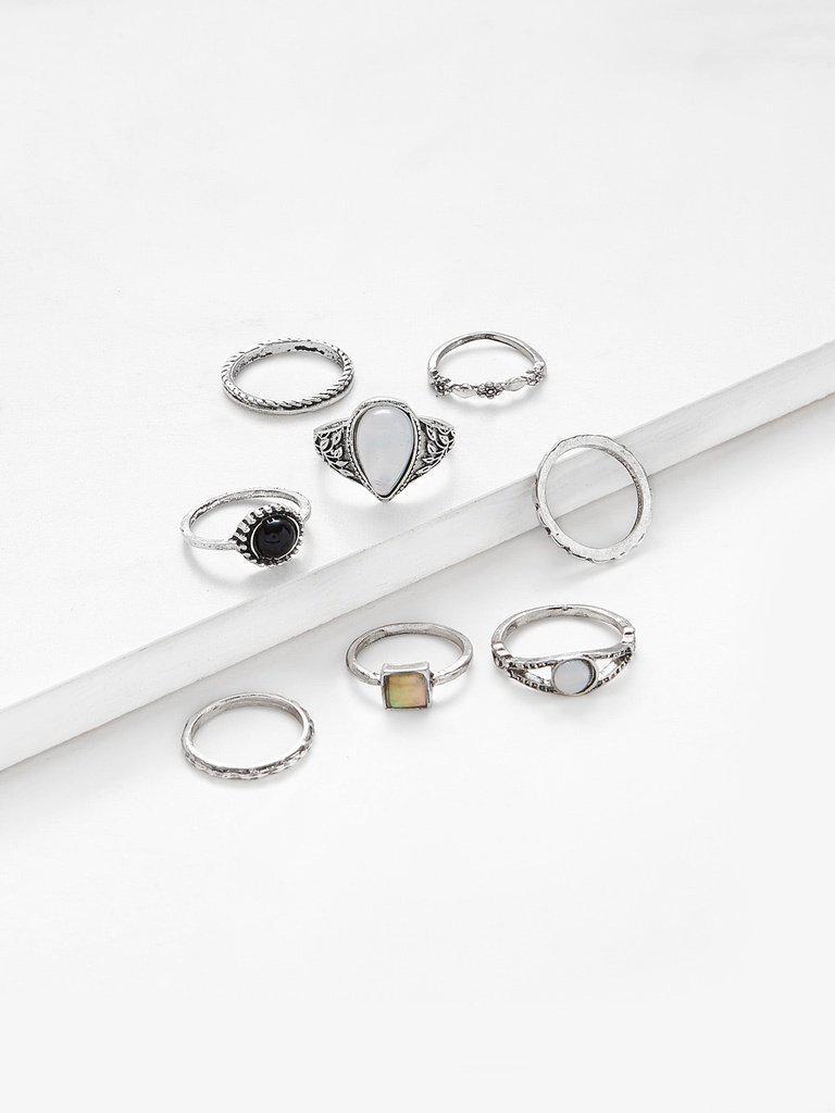 Geometric Design Ring Set 8pcs-jewelry-Des Mess