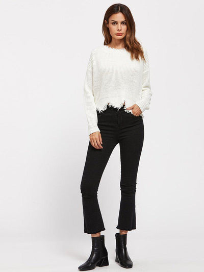Low Back Scallop Raw Edge Jumper-outerwear-Des Mess