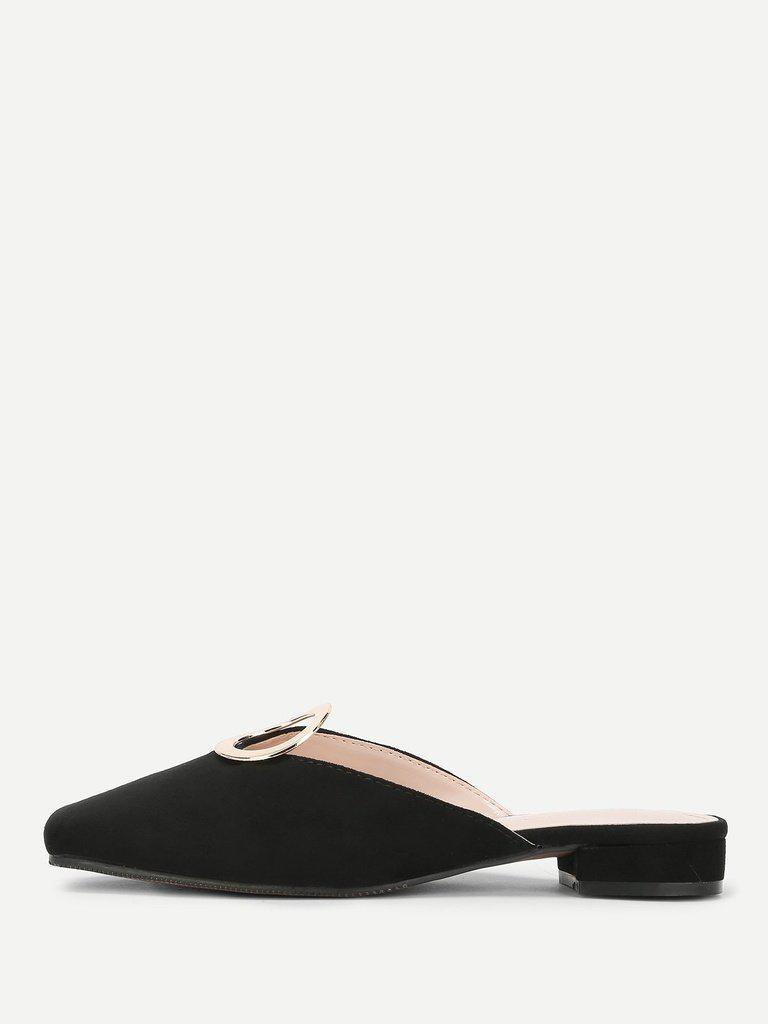 Ring Front Square Toe Suede Flats-shoes-Des Mess
