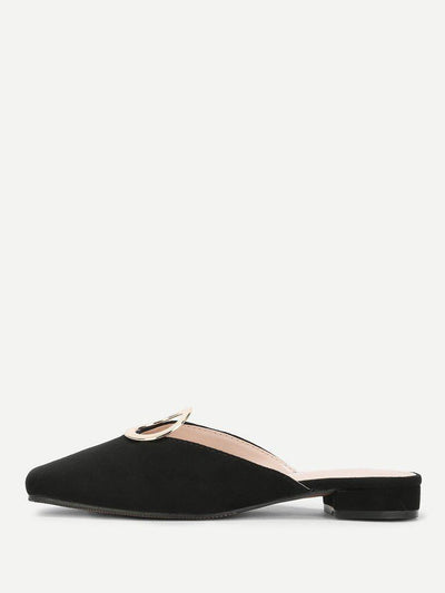 Ring Front Square Toe Suede Flats-shoes-Des Mess