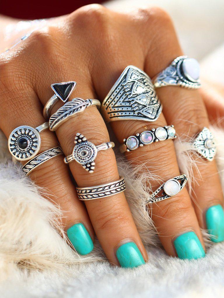 Geometric Design Ring Set 10pcs-jewelry-Des Mess