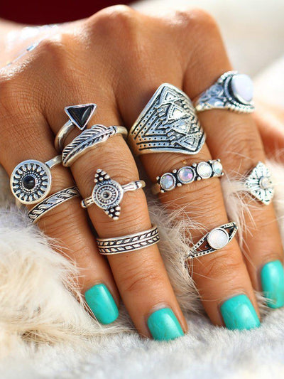 Geometric Design Ring Set 10pcs-jewelry-Des Mess