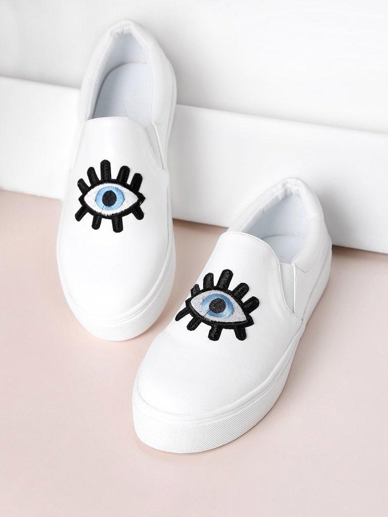 Embroidery Detail PU Sneakers-shoes-Des Mess