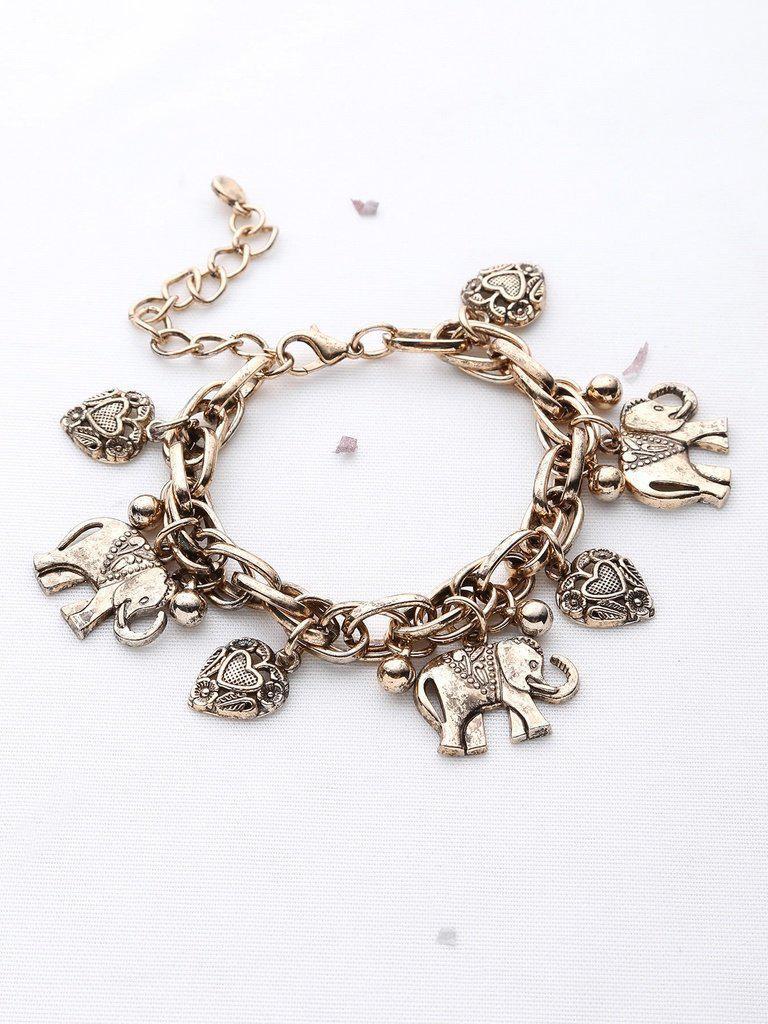 Elephant And Heart Shaped Charm Bracelet-jewelry-Des Mess