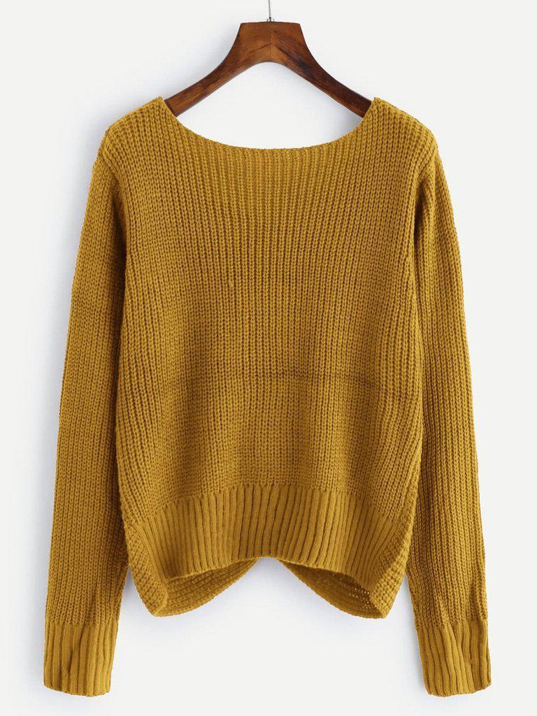 Pearl Beaded Detail Twist Sweater-outerwear-Des Mess