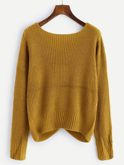 Pearl Beaded Detail Twist Sweater-outerwear-Des Mess