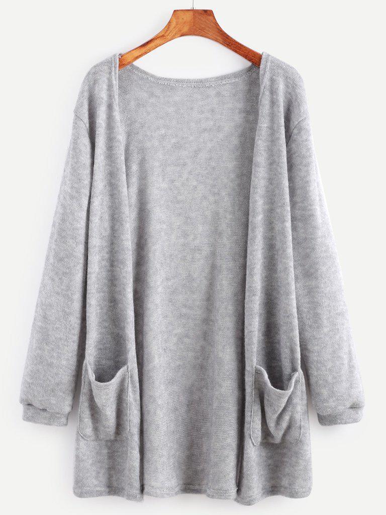 Elastic Cuff Cardigan With Pockets-outerwear-Des Mess