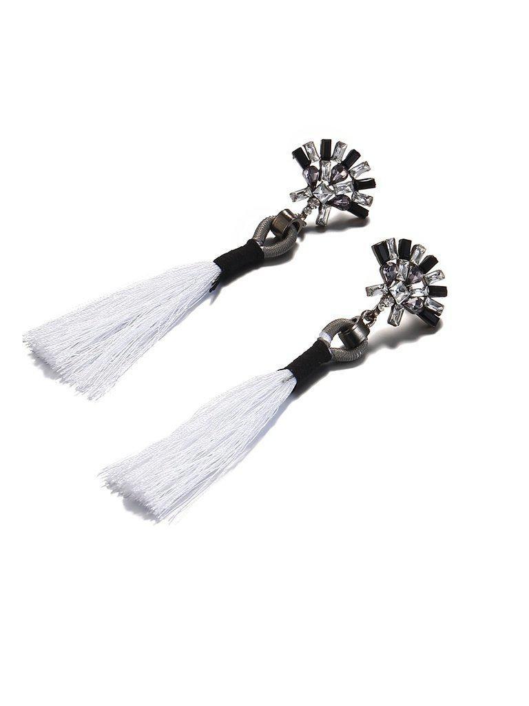 Rhinestone Top Tassel Drop Earrings-jewelry-Des Mess