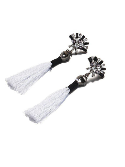 Rhinestone Top Tassel Drop Earrings-jewelry-Des Mess