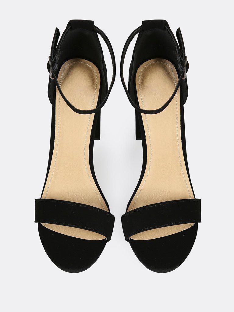 Open Toe Dressy Sandal with Thin Ankle Cuff BLACK-shoes-Des Mess