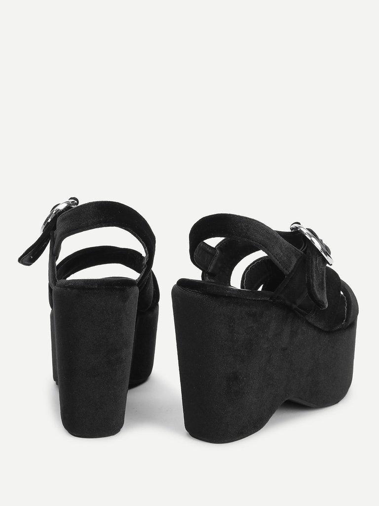 Criss Cross Velvet Platform Wedges-shoes-Des Mess