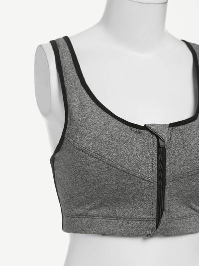 Zipper Front Sports Bra-sportswear-Des Mess