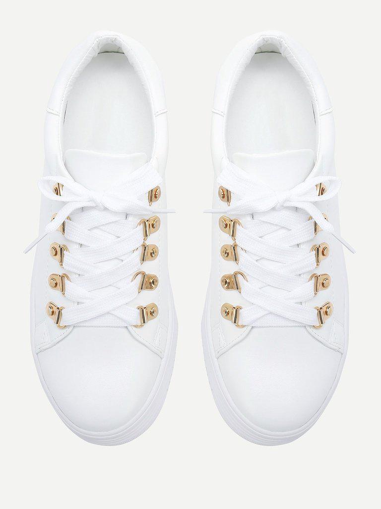 Lace Up Flatform PU Sneakers-sportswear-Des Mess