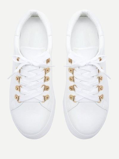 Lace Up Flatform PU Sneakers-sportswear-Des Mess