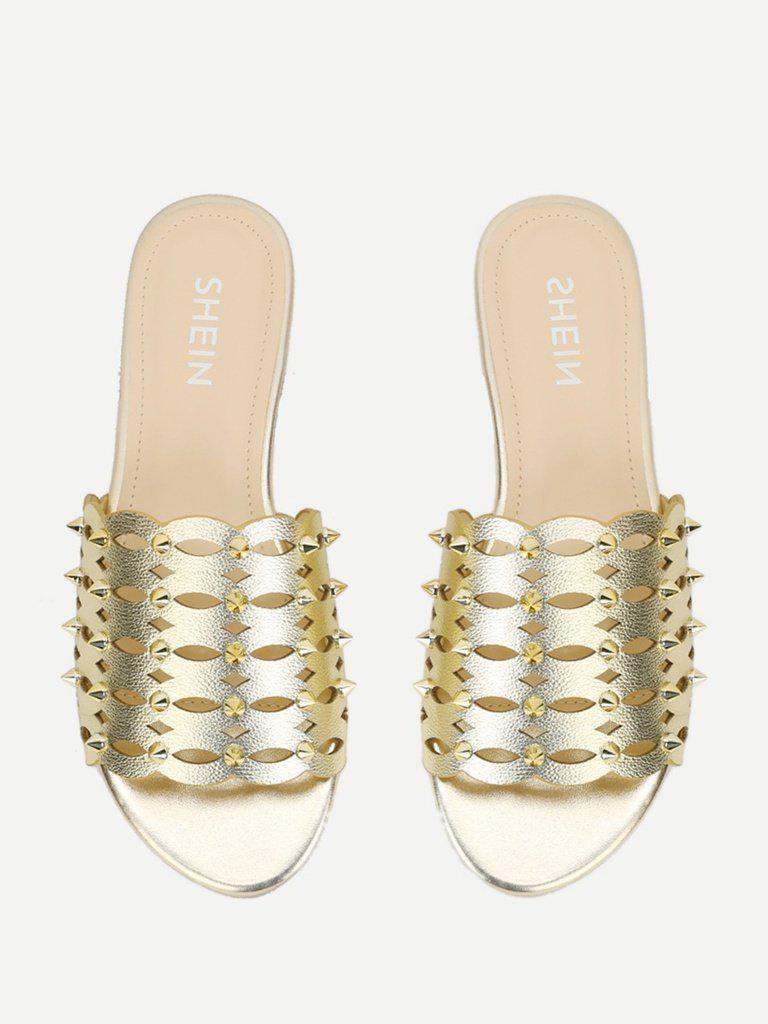 Laser Cut Rivet Detail Slides-shoes-Des Mess