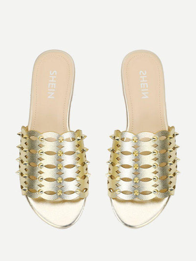 Laser Cut Rivet Detail Slides-shoes-Des Mess