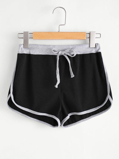 Drawstring Waist Ringer Shorts-bottom-Des Mess
