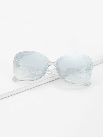 Glitter Frame Mirror Lens Sunglasses-accessories-Des Mess