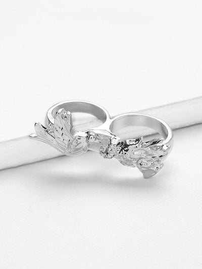 Bird Detail Double Finger Ring-jewelry-Des Mess